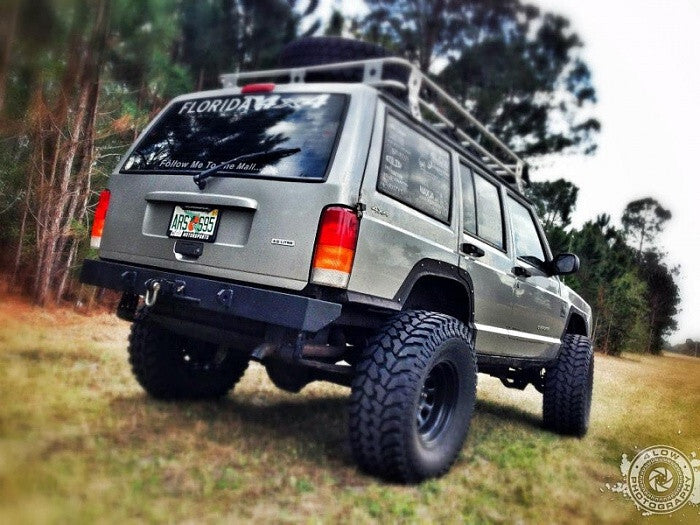 XJ Cherokee Rear Bumper with D-Ring Tabs, Receiver Hitch, Tie-Ins, Hardware!