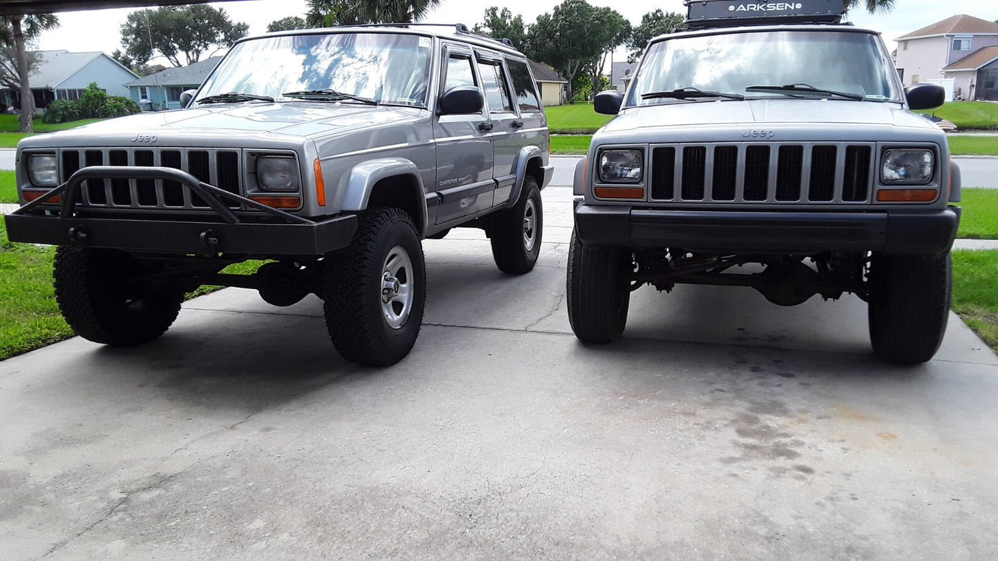 Jeep Cherokee XJ Front Heavy Duty Bumper, Steering Spacer, Hardware Kit