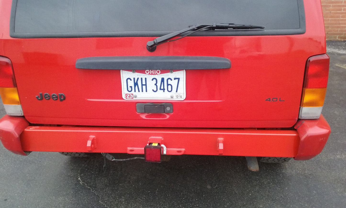 XJ Cherokee Rear Bumper with D-Ring Tabs, Receiver Hitch, Tie-Ins, Hardware!