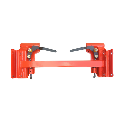 Kubota bobcat skid steer adapter with orange powder coat and black handles