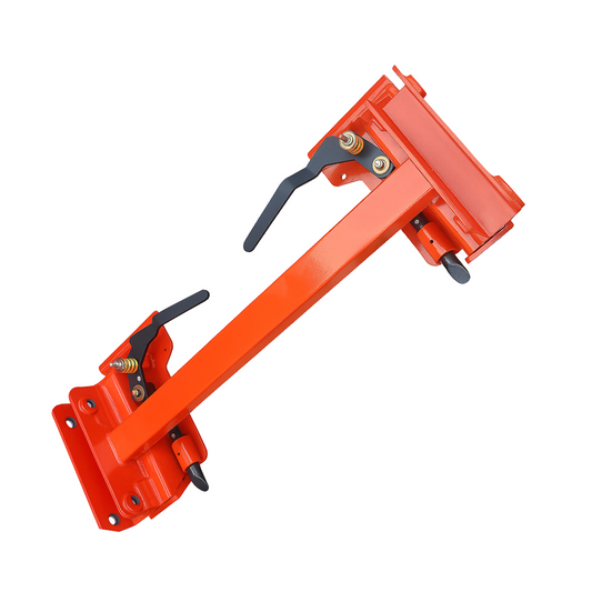 Kubota Bobcat orange powder coated metal skid steer quick attached adapter with black components.