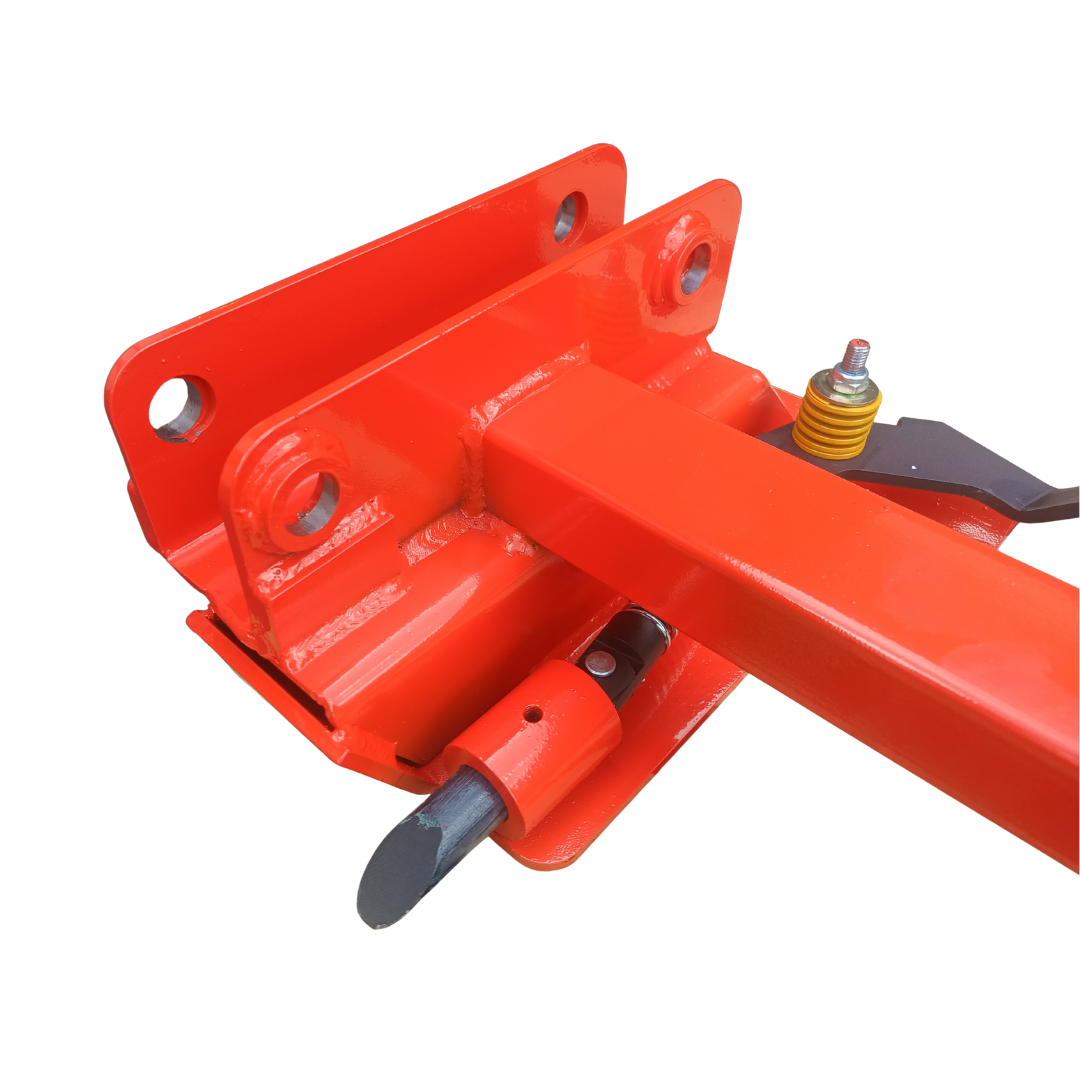 Kubota bobcat skid steer adapter with orange powder coat and black handles