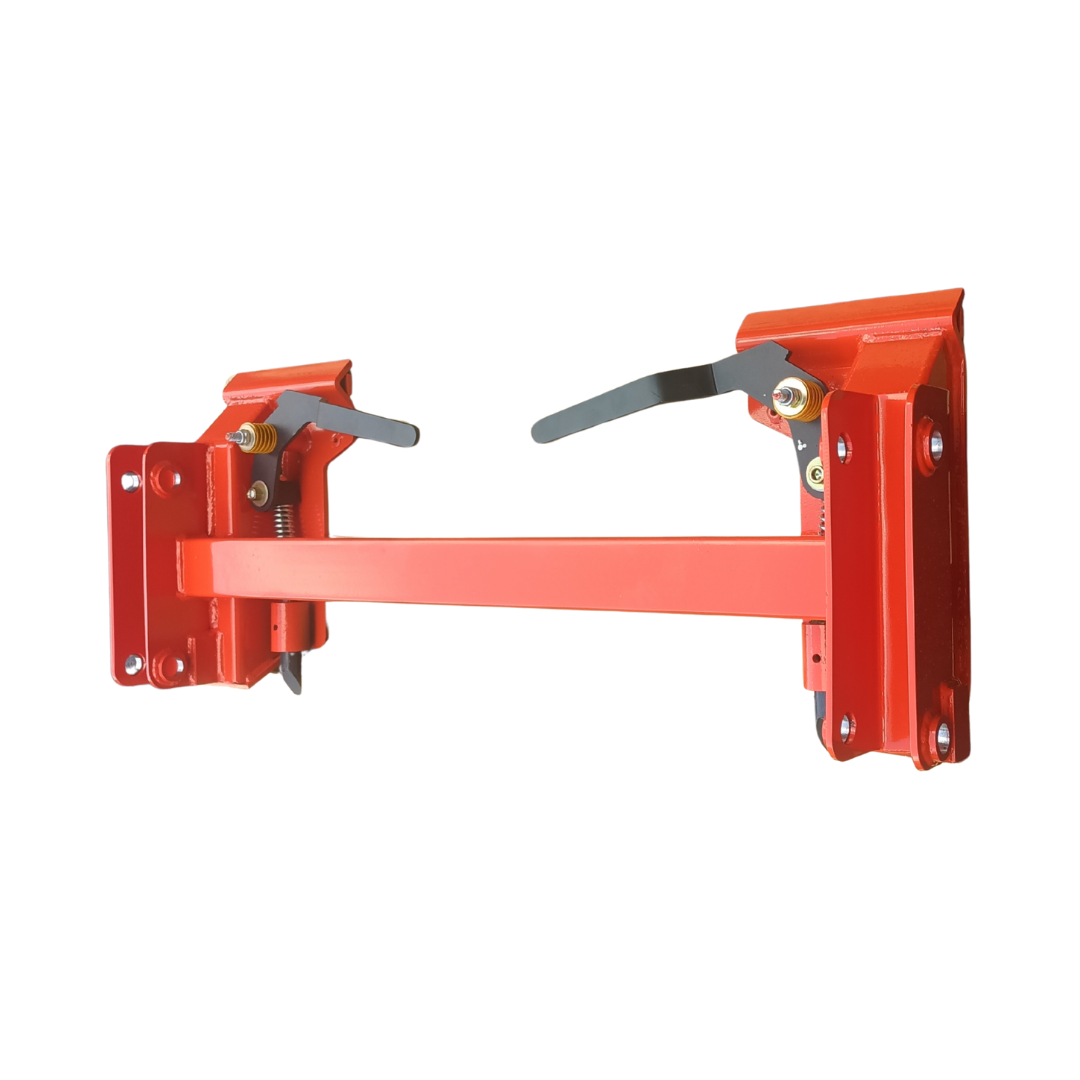 Kubota bobcat skid steer adapter with orange powder coat and black handles