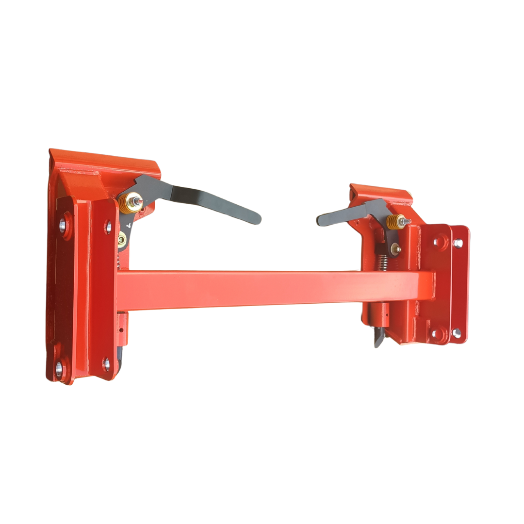 Kubota bobcat skid steer adapter with orange powder coat and black handles