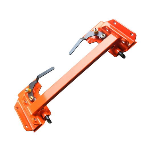 Kubota bobcat skid steer adapter with orange powder coat and black handles
