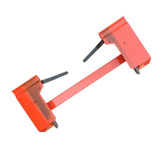 Kubota bobcat skid steer adapter with orange powder coat and black handles