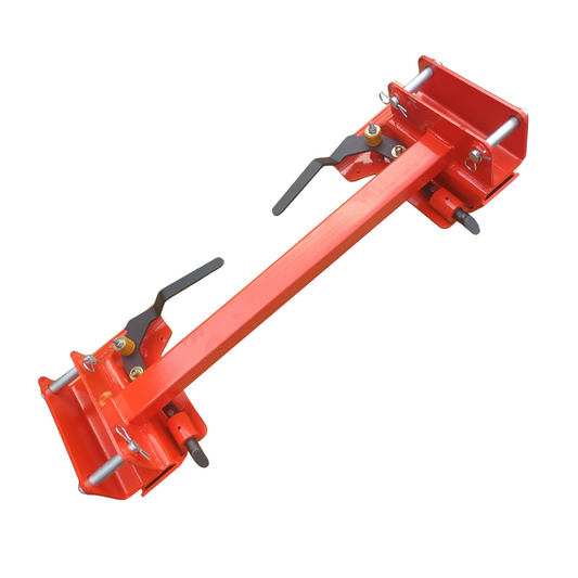 Kubota bobcat skid steer adapter with orange powder coat and black handles