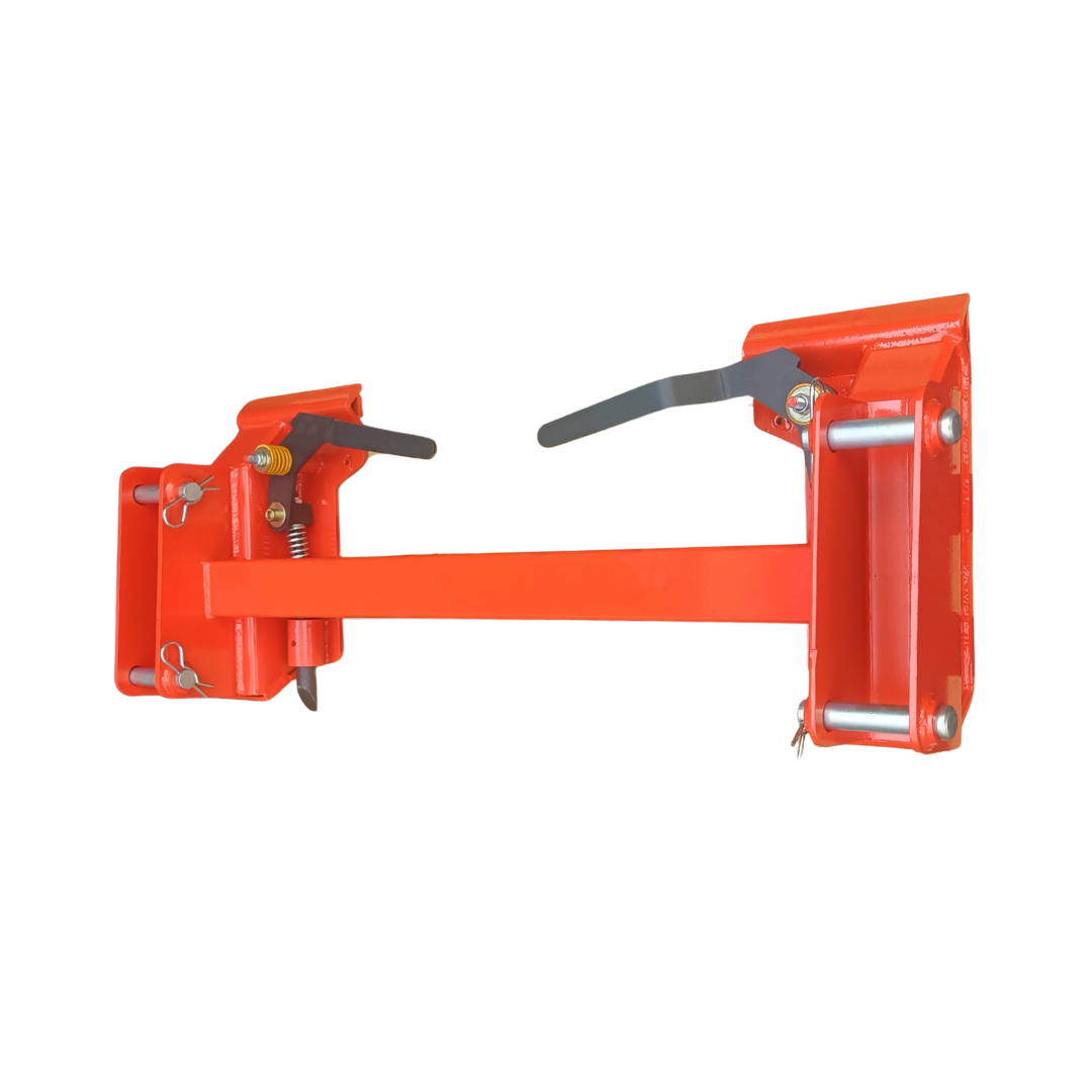 Kubota bobcat skid steer adapter with orange powder coat and black handles