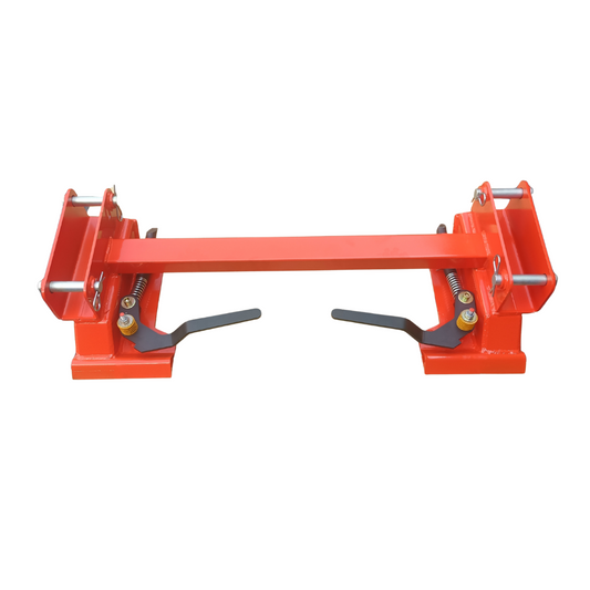 Kubota bobcat skid steer adapter with orange powder coat and black handles