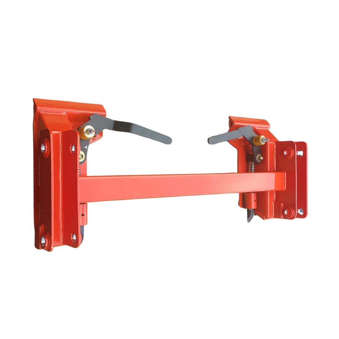 Kubota bobcat skid steer adapter with orange powder coat and black handles